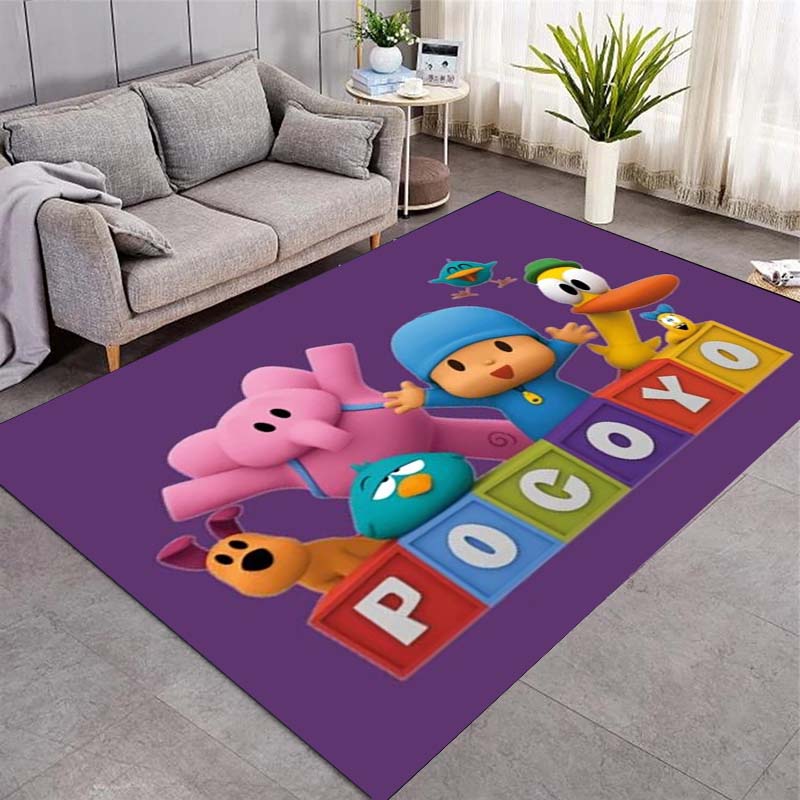Коврик для пола Pocoyo Мультяшный Нескользящий Светло-зеленый С принтом букв Коврик для пола Аниме Домашний декор Ковер Подарок для любителей анимации