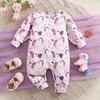 1-9 Months Newborn Baby Girl Cute Unicorn & Heart All-over Print Long Sleeve Romper