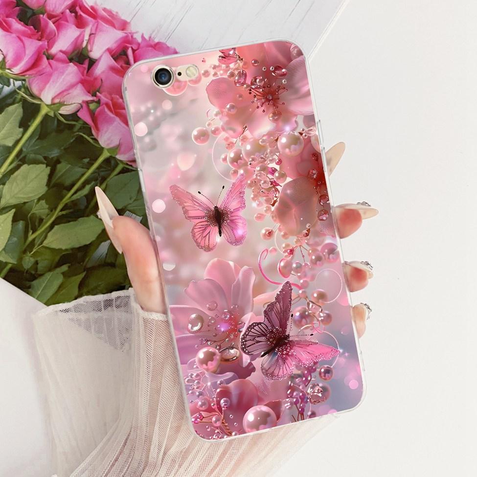 Transparent Casing For iPhone 6s Phone Case For iPhone 6 Cover Luxury Fashion Butterfly Funny Cute Painted