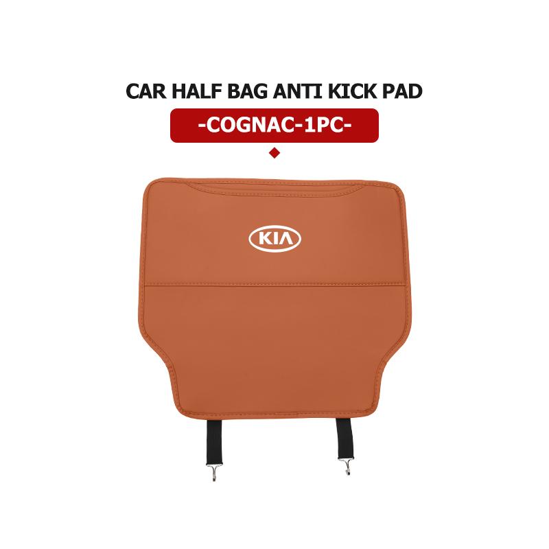 XQNW2 For KIA Leather Car Seat Back Protector Pad Anti Kick Mat Storage Pocket Interior Accessories Stinger Optima Cerato Soul Venga