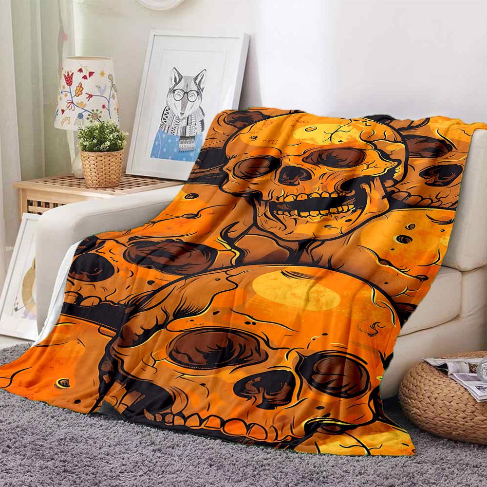 1pc Skull Horror Lightweight Flannel Blanket, Comfortable and Warm Blanket, for Office and Camping Sofa Bed, Livingroom164