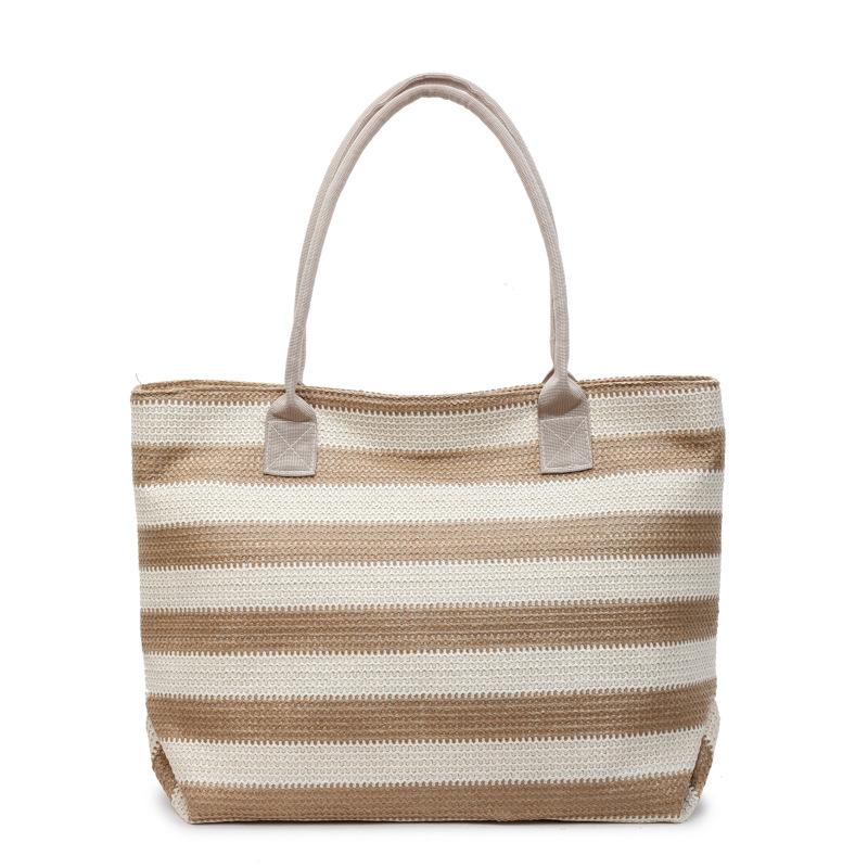 Сумка через плечо Полосатая Контрастная Плетеная Сумка Большая Вместимость Соломенная Сумка-Тоут