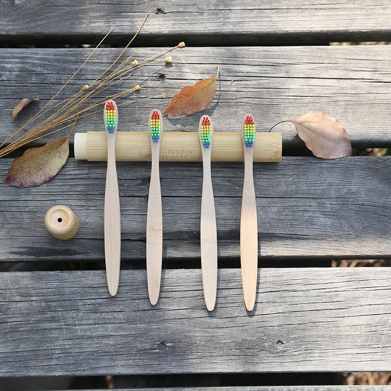 1 шт. деревянная радужная красочная головка бамбуковая зубная щетка с мягкой щетиной из волокна деревянная ручка для ухода за полостью рта