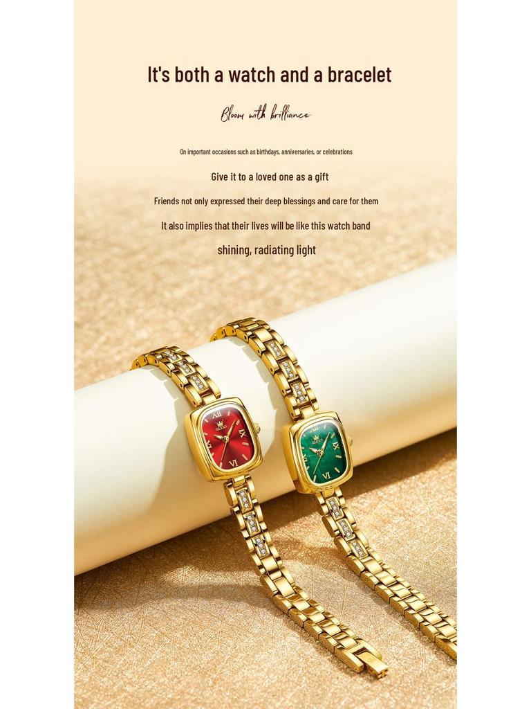 OLEVS Женские изысканные минималистичные часы-браслет с квадратным циферблатом в стиле ретро, кварцевые