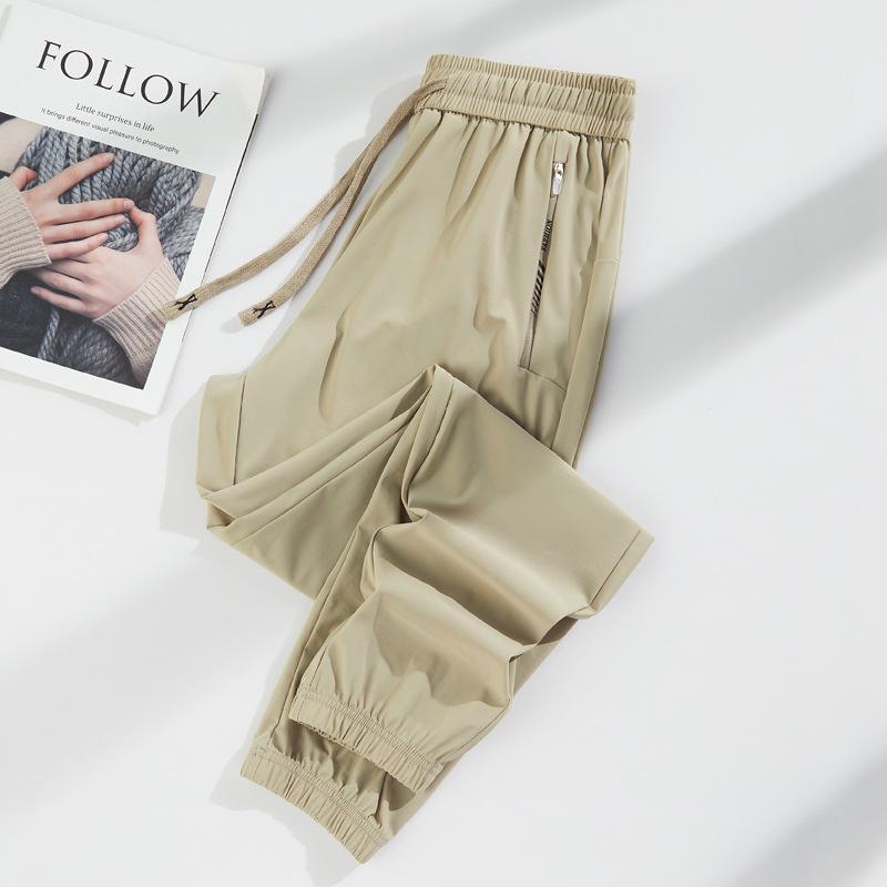 Unisex Summer Ice Silk Quick-Dry Joggers with UPF50 Sun Protection - Loose Fit Nine-Point Casual Pants