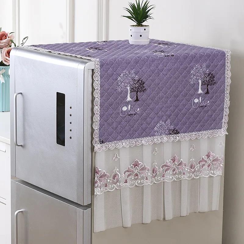 Полотенце для чехла на холодильник, одно- и двухдверный тканевый чехол для холодильника, универсальный пылезащитный чехол, кружевной, износостойкий, моющийся