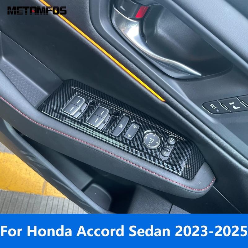 For Honda Accord Sedan 2024 2025 Carbon Fiber Interior Armrest Window Lift Switch Panel Cover Trim Accessories Car Styling