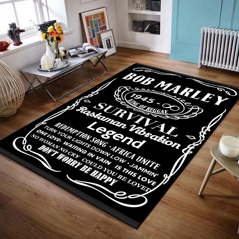 Bob Marley Reggae Tribute Design Non-slip rug suitable for living room and bedroom sofas