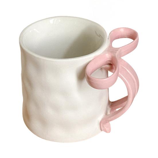 Керамическая кофейная кружка, элегантная чайная чашка для женщин, праздничная кружка с бантом и ручкой из ленты, кружка для горячих и холодных напитков, подарки на день рождения Святого Валентина