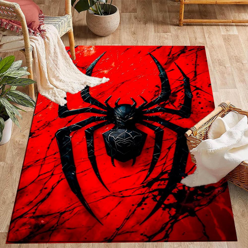 Spider-Man Red Background Non-Slip Rug - Polyester, Home Decor, Suitable for Bedrooms, Living Rooms, Entryways, and Studios