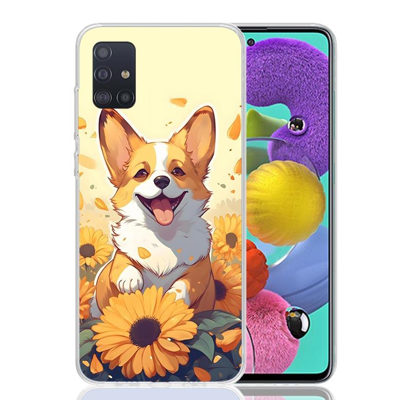 Cartoon Corgi Cute Dog Phone Case For Samsung Galaxy A52 A32 A22 A12 A02S A50S A30S A51 A31 AA71 Note 20 Ultra 10 S10 Plus Galax
