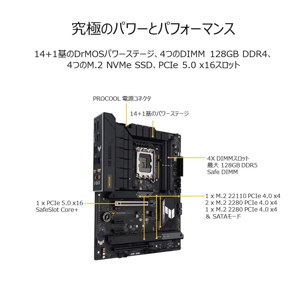 ASUS TUF GAMING WIFI Intel and 12th Generation CPU LGA1700 DDR5 Authorized Japanese Distributor H770-PRO Motherboard, 14th, 13th, Compatible, H770,