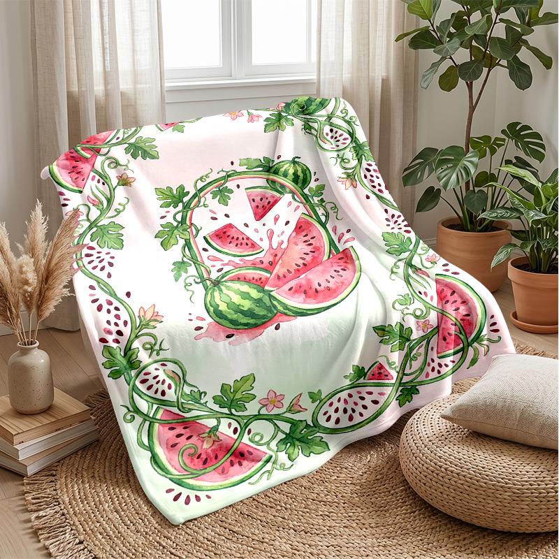 Watermelon Harvest Festival Theme blanket Lightweight Warm Flannel Blanket Decorative Throw Blanket for Home Decoration