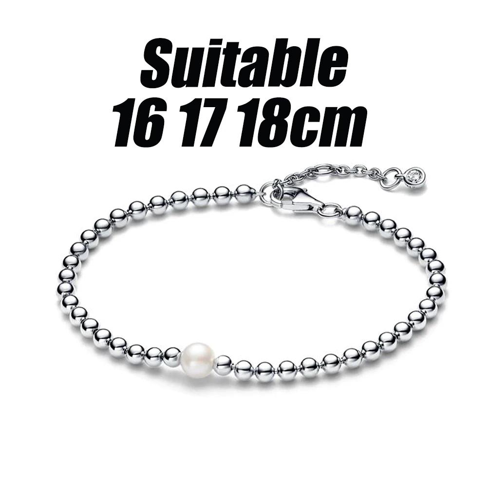 925 Sterling Silver Pearl Shiny Bead Jewelry Set Bracelet Earring Necklace for Women Exquisite Simple Stackable Jewelry Gift