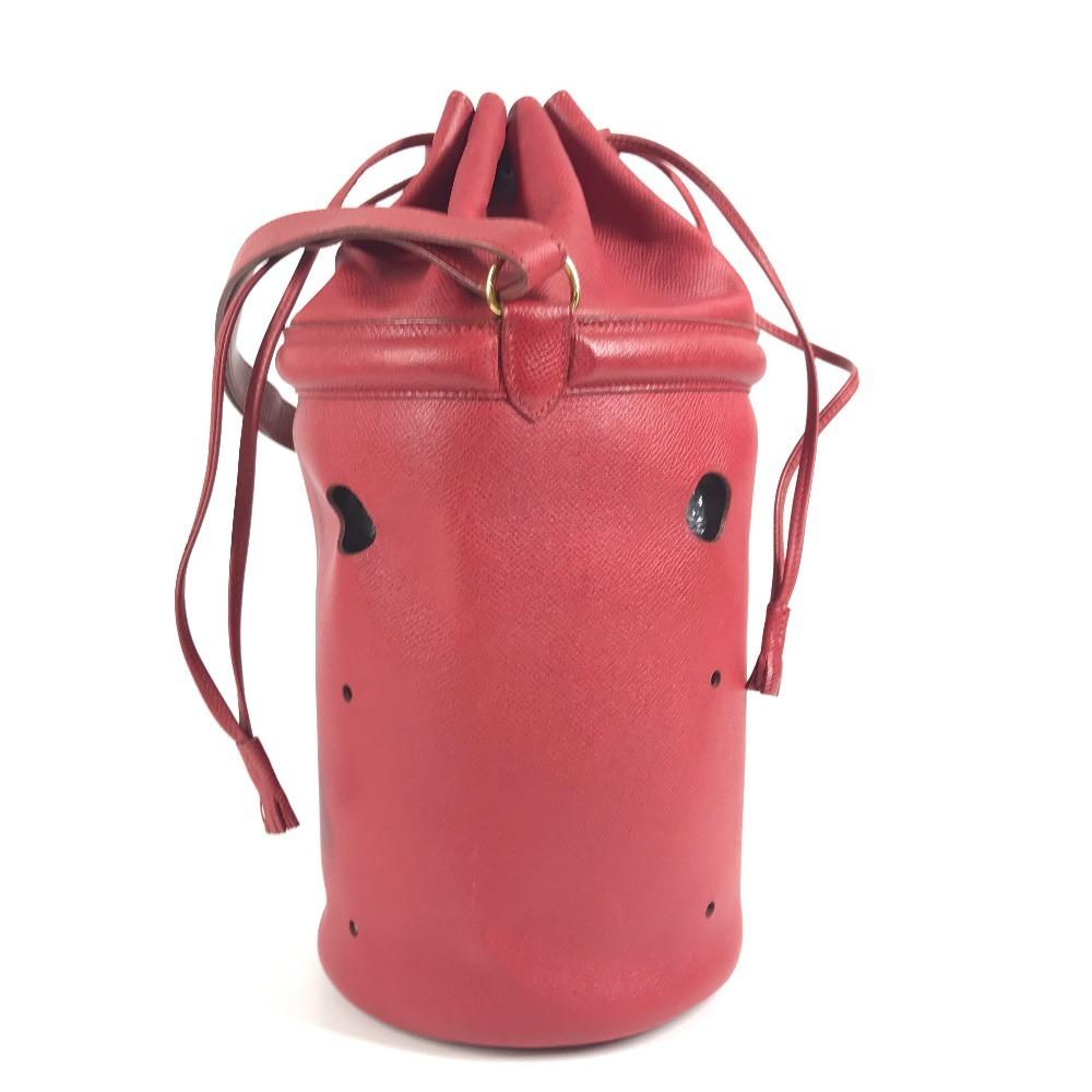 HERMES Tassel fringe Manjoire Drawstring bag Shoulder Bag Courchevel Red