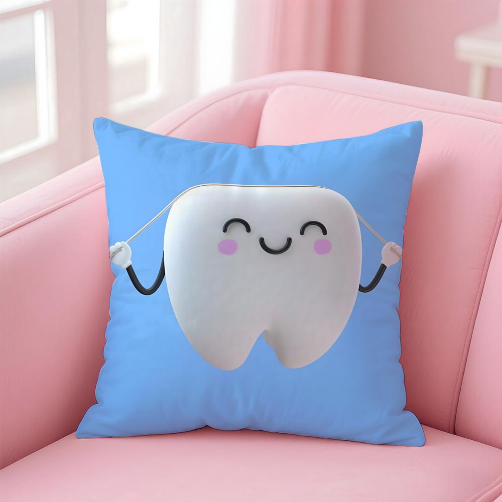 Cartoon Funny Teeth Anime Cushion Cover Pillow Case Soft Skin Friendly Fabric Concealed Zipper