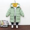 New Winter Boys Jacket Solid Color Mid-Length Keep Warm Cold Protection Hooded Down Cotton Windbreaker Coats For