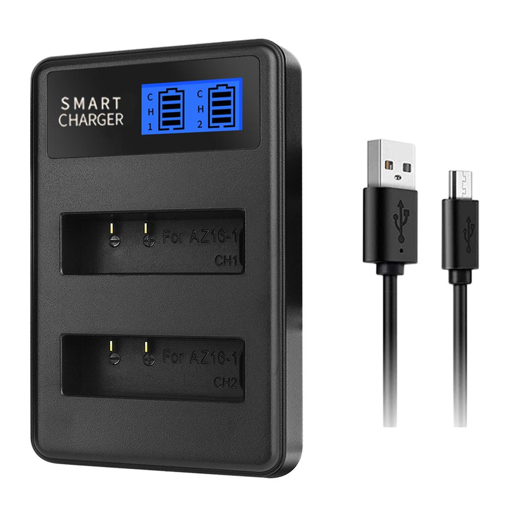 AZ16-1 ЖК Универсальное Зарядное Устройство для Аккумуляторов Двойное для Экшн-камеры XiaoYi YI 4K YI 4K+ YI Lite
