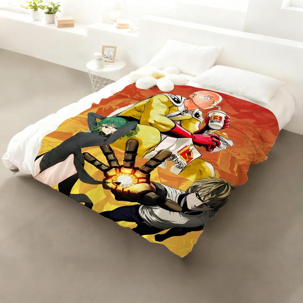 Anime One Punch Man Throw Flannel Throw Blanket: Soft Kid-Friendly Warm Anti-Static All Season Washable Couch Bed Home