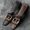 Classic High-End Head-Layer Cowhide Leather Strap Bronze Watch Clasp, 20MM 21MM 22MM, Soft Men's Vintage Leather Bracelet  For Bronze