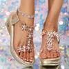 Fashion Gold Silver Rhinestone Flower Wedge Sandals Women Transparent Pvc Platform Sandals Woman Summer Thick Sole Non Slip Beach Shoes