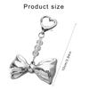 Sweet Lovely Silvery Bowknot Bead Keychains Pendant Hangings Ornament Keyring Backpack Decoration for Women Girls
