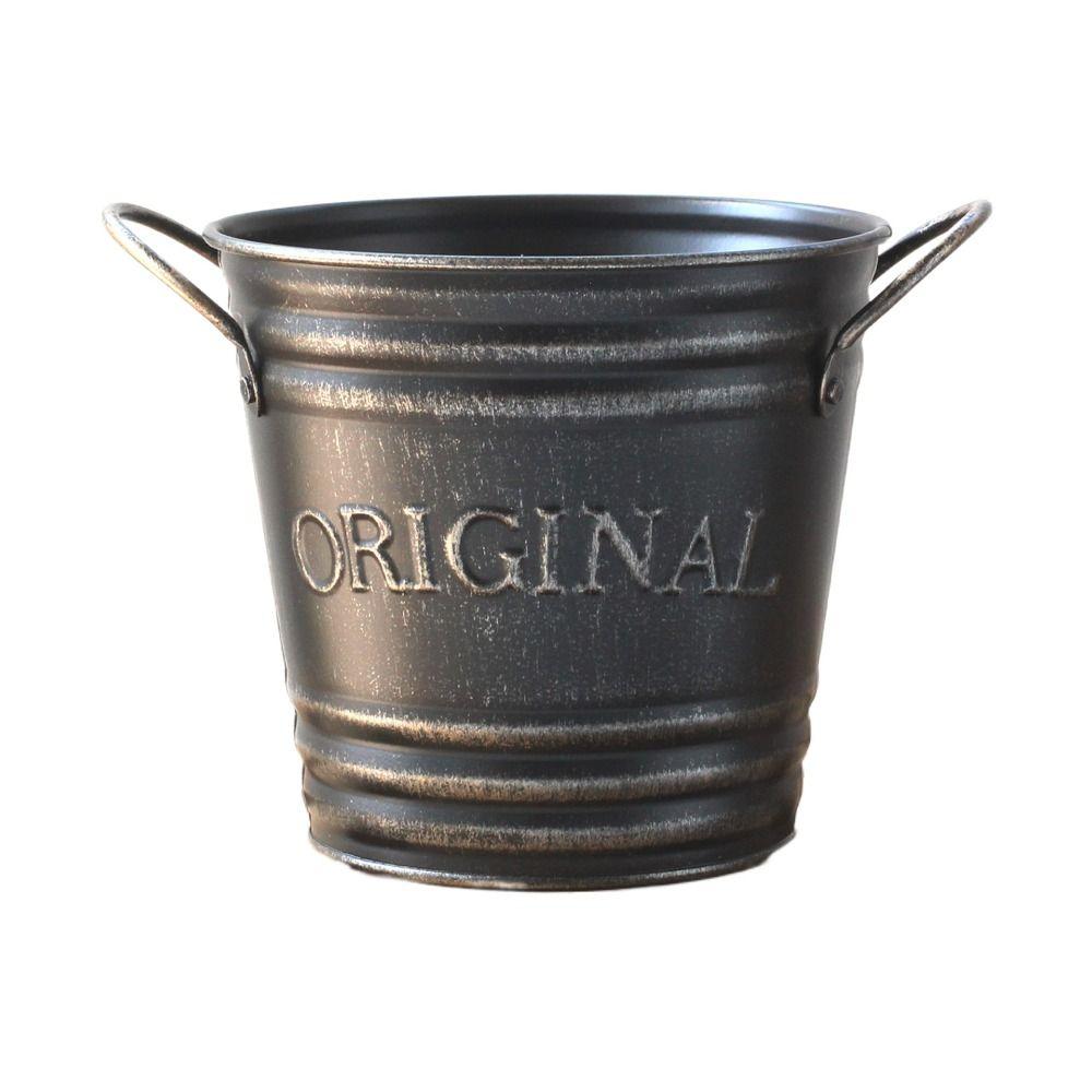 Round Iron Flower Pot Retro Floral Buckets Creative Metal Flower Container Farmhouse
