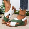 Women's Platform Color Block Gladiator Sandals Chunky Sole Velcro Open Toe Beach Slides