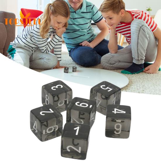 Шестигранные акриловые игральные кости - 5 шт., легко читаемые цифры 16 мм, прочные легкие черные полупрозрачные игральные кости для настольных игр