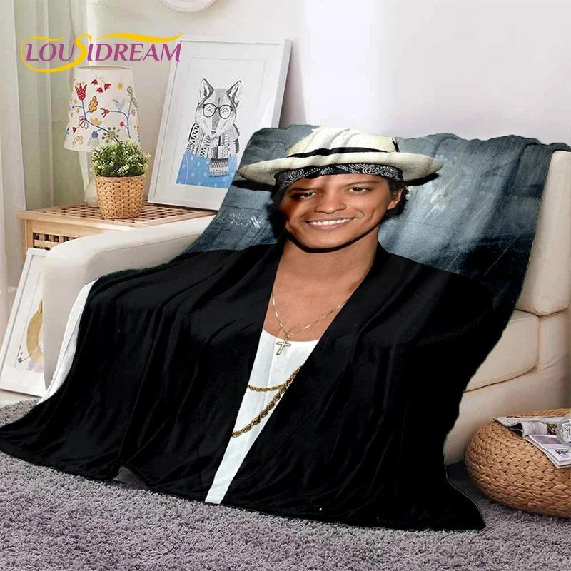 Bruno Mars 3D Singer Star Soft Flannel Blanket for Beds Bedroom Sofa Picnic,Throw Blanket for Cover Outdoors Leisure Nap Gift