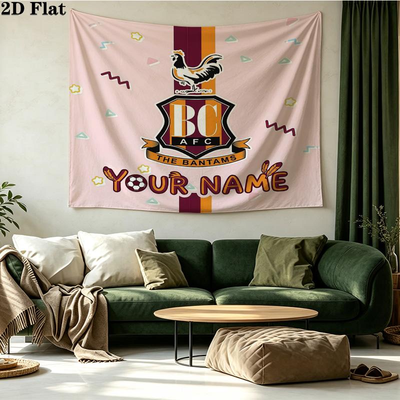 Custom Name Bradford City Printed Tapestry – Wall Hanging for Bedrooms, Dorms, and Home Decor