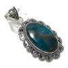 Neon Blue Apatite Gemstone Handmade 925 Sterling Silver Gift Pendant 2.56" S9n68