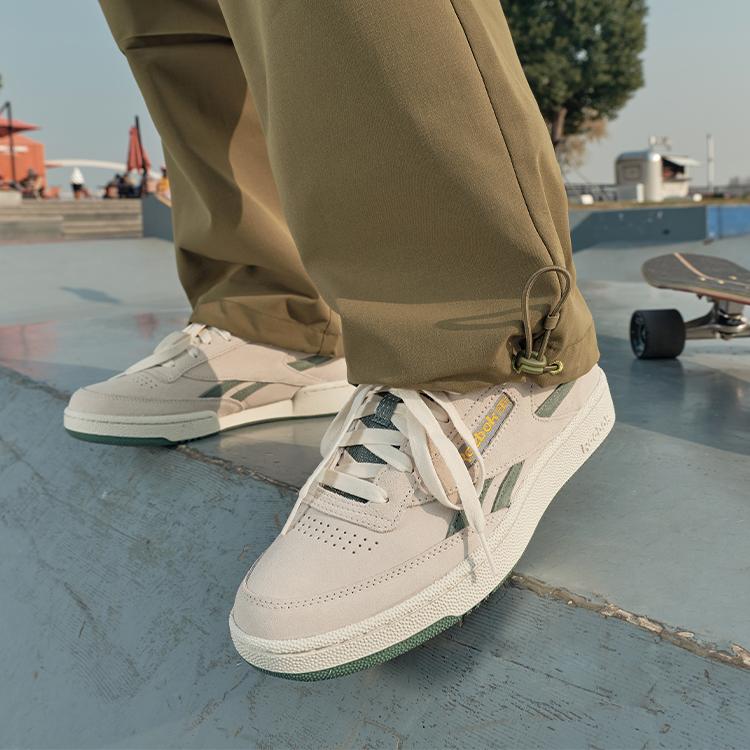 Reebok Club C Revenge Удобные Универсальные Кроссовки с Низким Верхом Кроссовки Унисекс Серые Зеленые 100074164