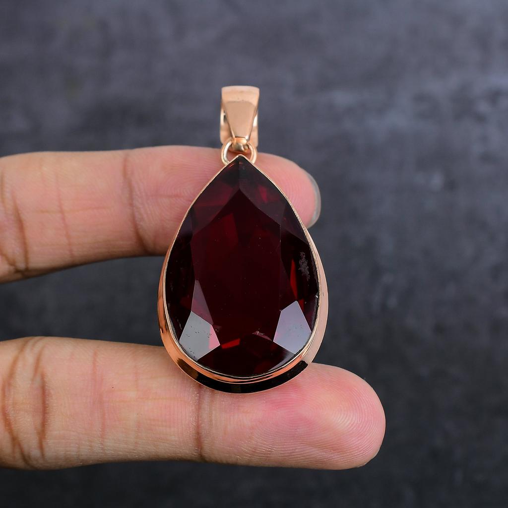 Подвеска из меди с драгоценным камнем мозамбикский гранат 2,21 дюйма b1u01