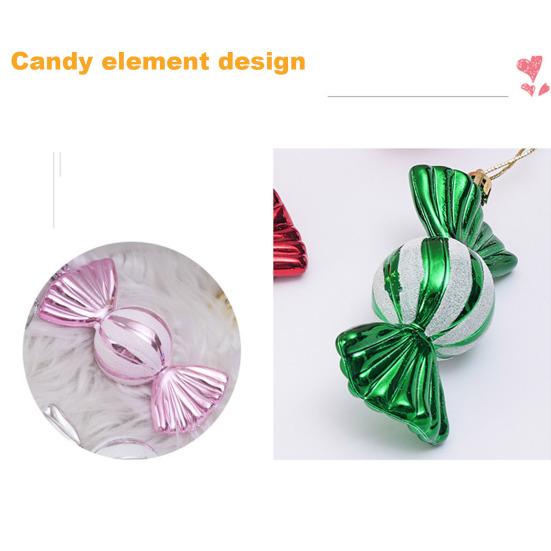 4 Pcs Christmas Candy Decorations Glitter Hanging Candy Ornaments Brightly Colored Candy Pendant for Xmas Tree Party Decor