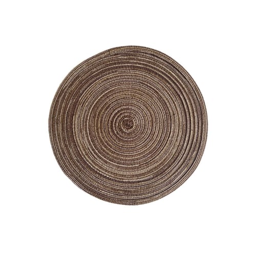 Multicolored Round Placemats, Satin-Dyed Cotton Woven Heat-Resistant Placemats and Coasters for Home Decor, 38cm, Milk Coffee Color (Cotton Round Brow