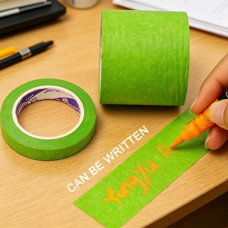 Green Paint Masking Tape Easy Apply Remove Strong Adhesion Hand Tearable For Painting Walls Cars Furniture Glass DIY Projects