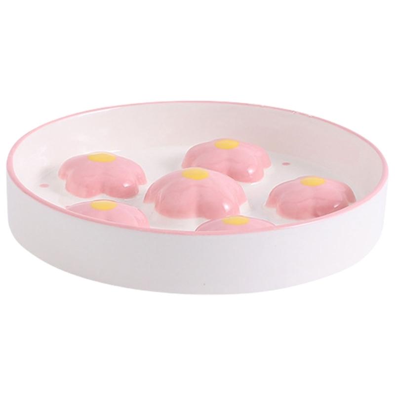 Миска для медленного поедания кошек, нарисованная вручную, с цветочным рисунком, пропагандирует безопасное кормление, дропшиппинг