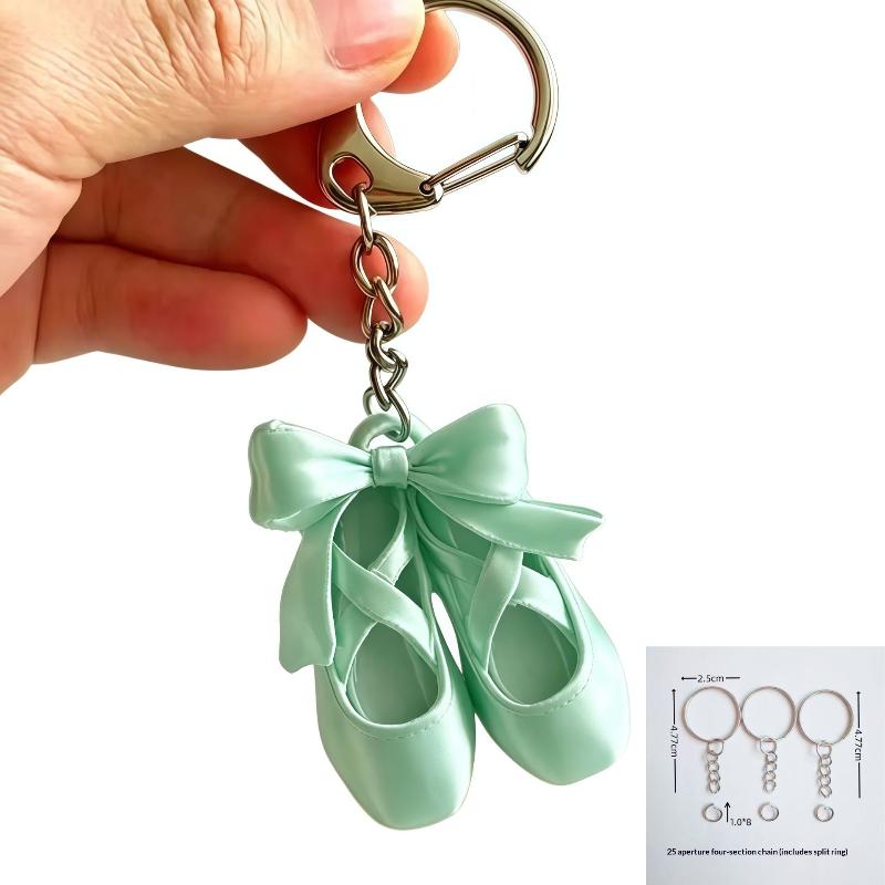 Ballet Shoes Bow Keychain Fashion Sweet Pendant 1Pcs Durable Key Ring Hanging Ornament for Girls Graduation Gift