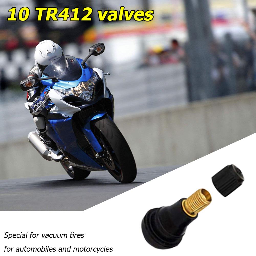10pcs TR412 Tubeless Tire Tyre Valves Replacement Snap-in Rubber Valve Stems for Car Motorcycle