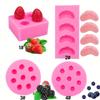 4pcs, 3D Silicone Fruit Chocolate Mold - Simulation Strawberry, Blueberry, and Tangerine Candy Mold for DIY Cake Decorating and Baking