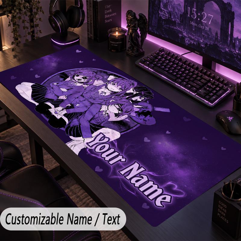 Custom Text Big Mousepad, Extended Desk Pad For Laptop Work GameDoki Doki Literature Club