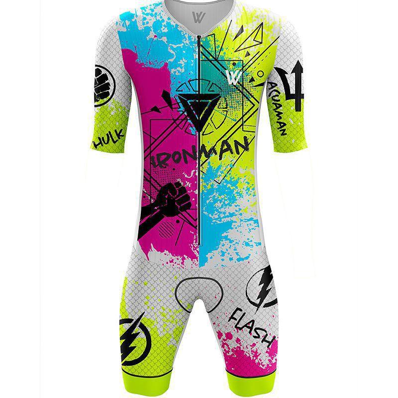 Mens Triathlon Cycling Bodysuit Quick-Dry Compression Suit Sports