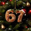2 Pcs 67 Christmas Ornaments Funny Six Seven Gingerbread Hanging Ornament Acrylic Holiday Tree Decor Gift for Teens Kids Family Friends Coworkers