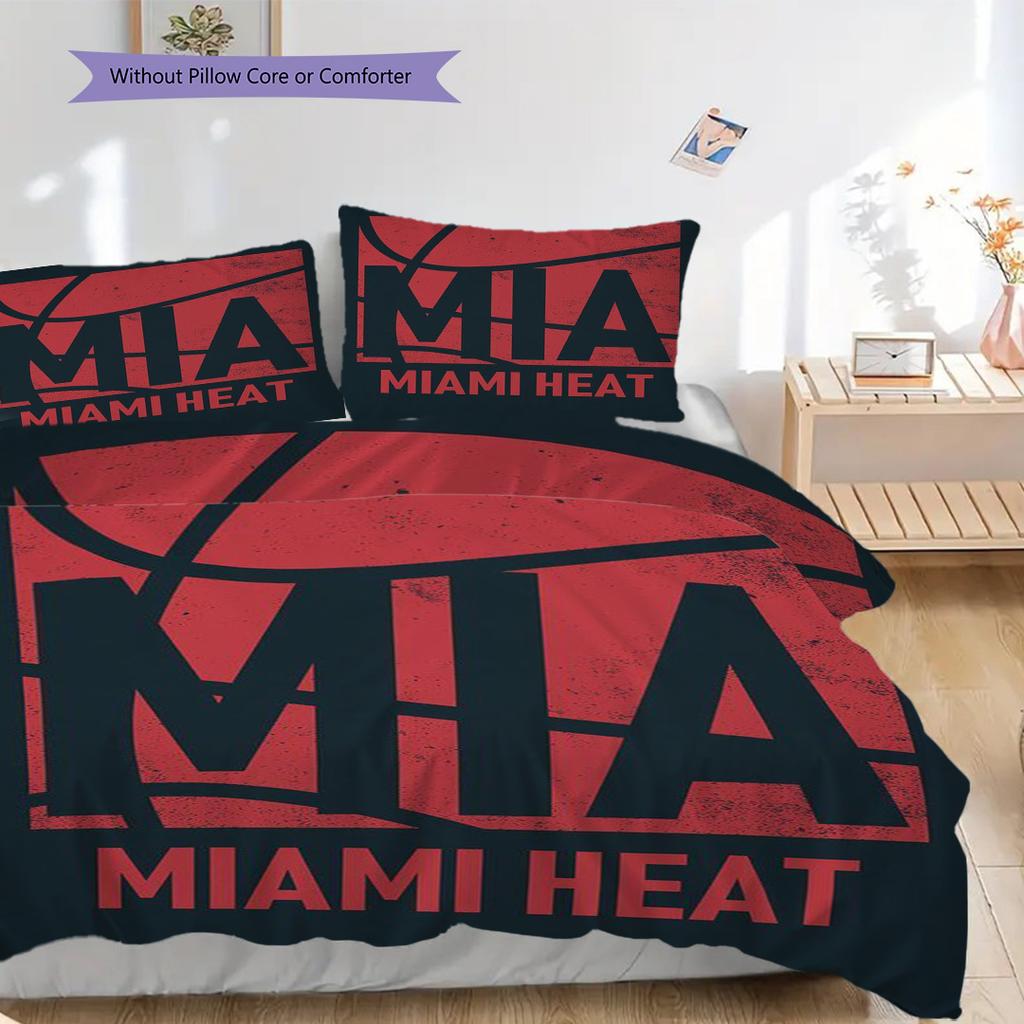 Vibrant Miami Heat Basketball Spirit Three-piece set(1 * duvet cover + 2 * pillowcase, without core)Christmas birthday gift Bedding set