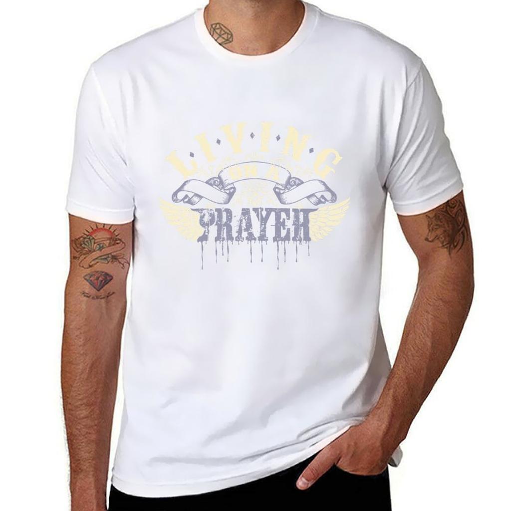 Living On a Prayer T-Shirt T Shirts for Man Graphic Vintage Man T Shirt Cotton High Quality Man T Shirt Designer T-Shirt