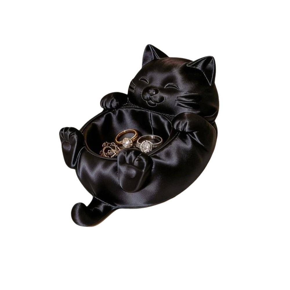 Cute 3D Printed Trinket Holder Plastic Jewelry Storage Box Modern Lucky Cat Storage Box  Office
