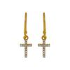 Gold Plated Cross Earring, 925 Sterling Silver Women Jewelry, Cubic Zircon Handmade Earring
