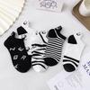 5 Pairs New Arrivals Women Socks Cotton Cartoon Zebra Ankle Socks Female Striped Letter Harajuku Breathable Causal Short Socks