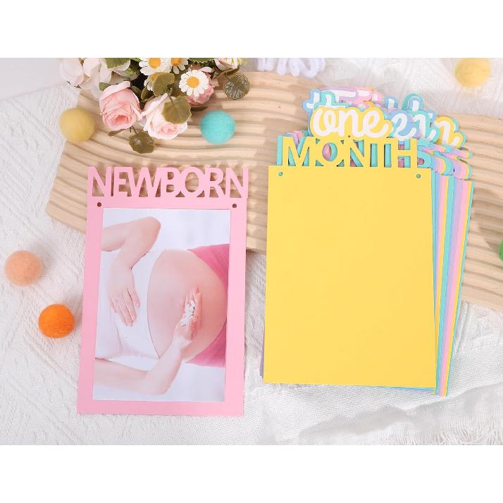 Rainbow Girls 1st Birthday Decorations - Colorful 1 To 12 Months Photo Banner,Newborn Monthly Milestone Photos,Baby Girl First Year Rainbow Themed